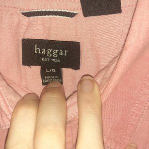 Lrg salmon Haggar button down
